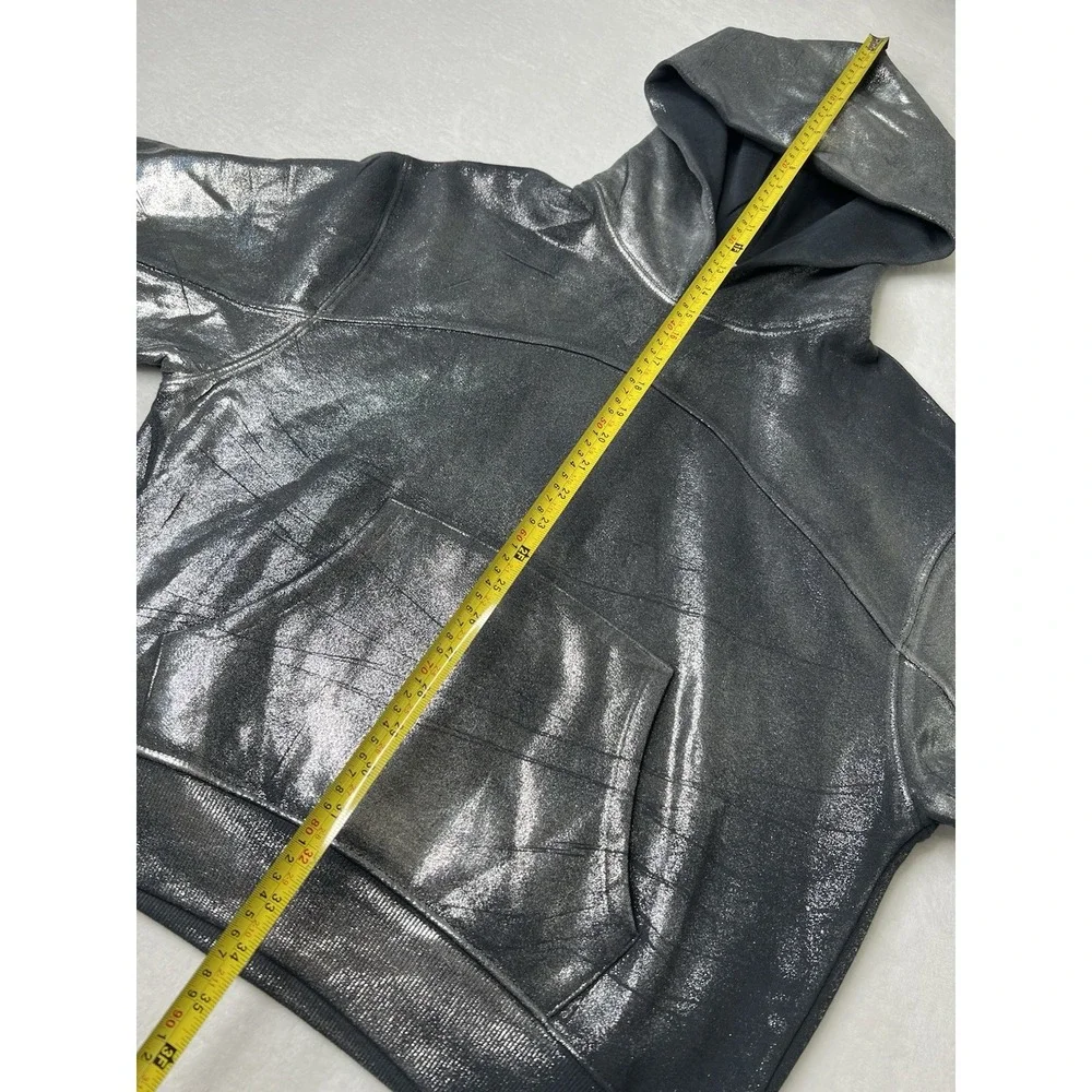 ZARA Womens Girls Metallic Silver Punk Gothic Rock Hoodie‎ Sweatshirt Size S - Picture 13 of 15